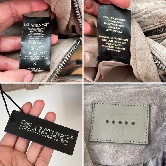 Blank NYC 100% Suede Leather Moto Biker Tan Jacket S - Picture 13 of 14